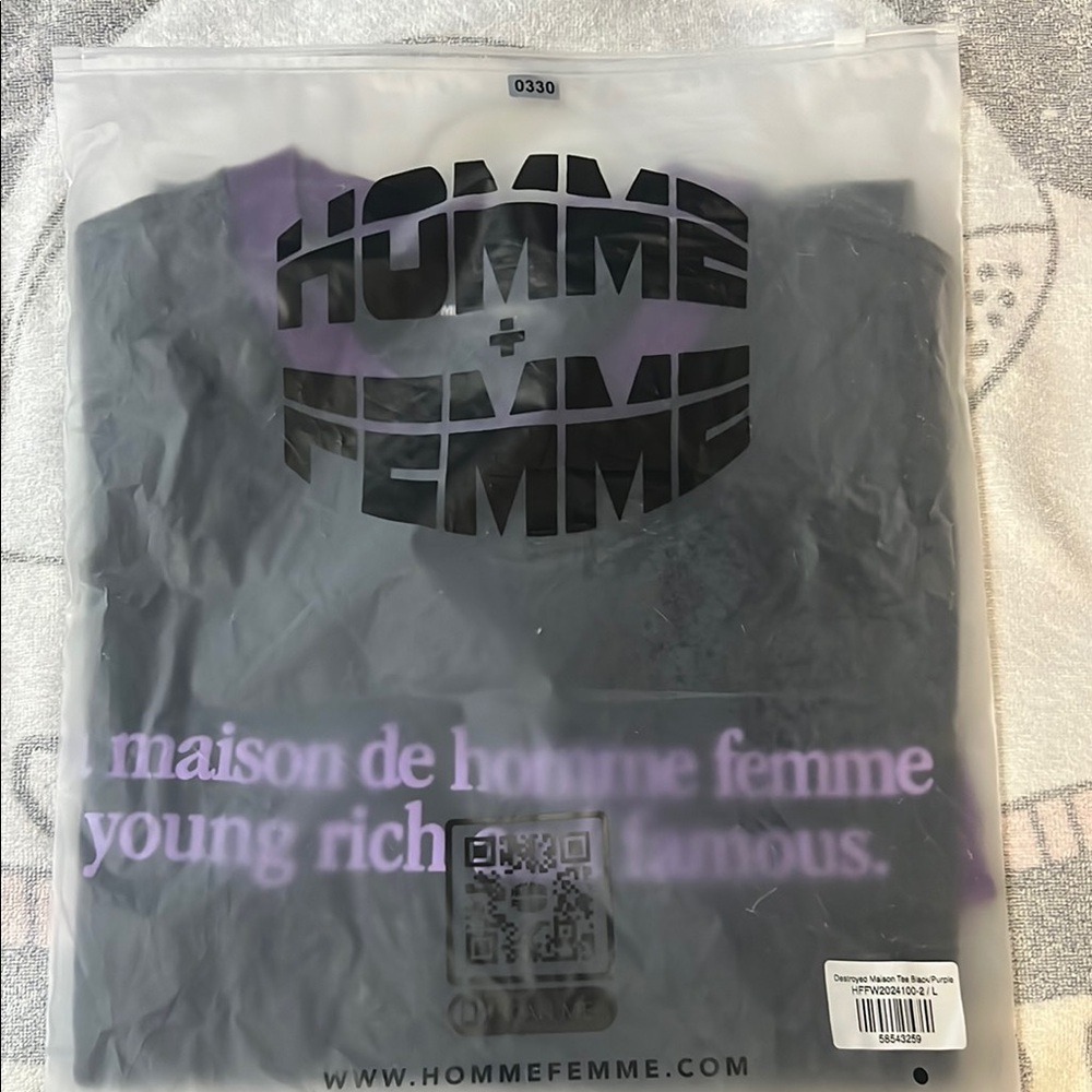 Homme Femme Purple and Black Short Sleeve Tee - Picture 9 of 9